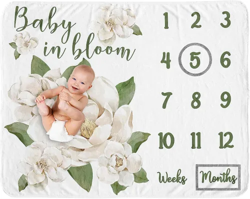 Miniatura 11 de Sweet Jojo Designs Manta de jardín floral bohemio para niña de flores – recién nacido mensual primer año foto crecimiento infantil regalo regalo