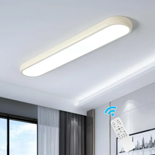 Miniatura 12 de Qcyuui Luces LED de Techo Regulables 46.4'' Accesorios de Iluminación para Cocina de Techo Negro Empotrado con Control Remoto Luz de Techo Lineal