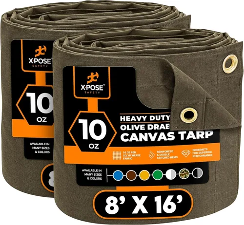 Miniatura 124 de Xpose Safety Lona de Lona - Lonas de Lona Verde de 10oz Resistentes al Agua con Ojales de Latón - Lona Multiusos para Exteriores para Campamento