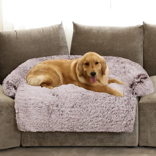 Miniatura 39 de Cama calmante para perro, tapete de felpa esponjoso para perros con protector de muebles con funda extraíble lavable para perros y gatos grandes