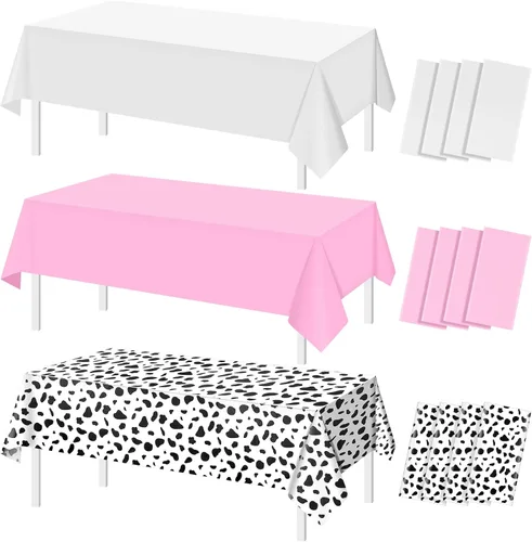 Miniatura 9 de MASHAN 6Pack de manteles para revelación de género, manteles desechables de plástico rosa y azul, fundas de mesa rectangulares para decoración