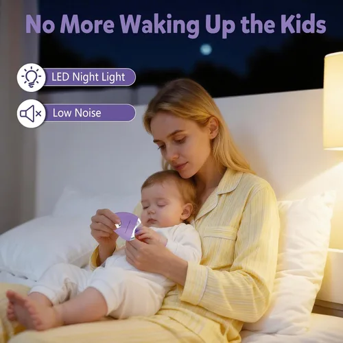 Miniatura 7 de Cortaúñas eléctrico para personas mayores con lima de uñas eléctrica, luz LED y 3 velocidades, cortaúñas eléctrico automático para adultos y niños