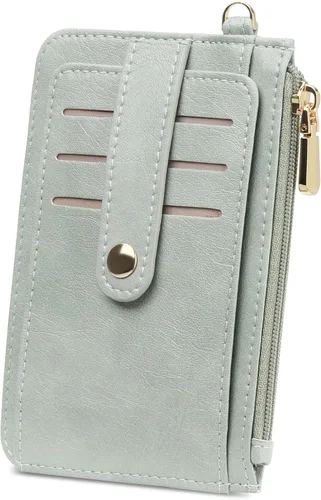 Miniatura 11 de SENDEFN Cartera delgada de piel con bloqueo RFID para tarjetas de crédito con bolsillo con cremallera