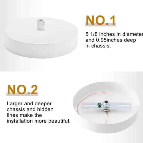 Miniatura 6 de Canomo Dosel de Lámpara de Araña con Agujero Central Blanco de 5 Pulgadas Kit de Dosel de Lámpara Colgante Placa de Luz de Techo con Todos