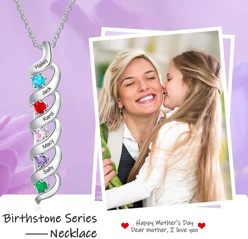 Miniatura 26 de Gemszoo Personalized Twisted Name Necklace with Simulated Birthstones Mother Daughter Pendant Gifts for Women Mom Grandma
