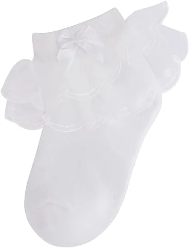 Miniatura 7 de Looching Calcetines de encaje con volantes para niñas pequeñas, de algodón, con volantes, con lazo, paquete de 5