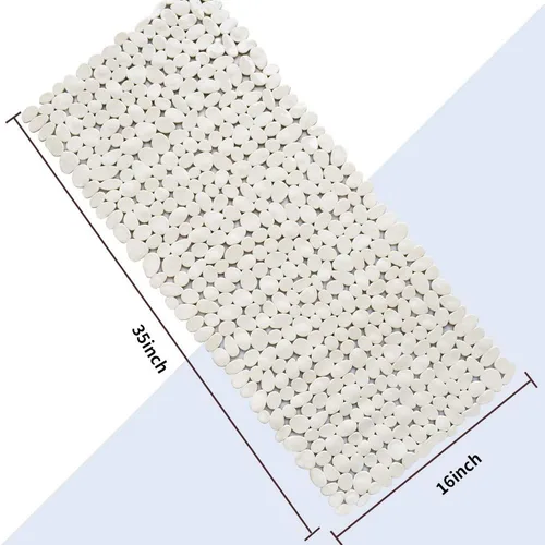 Miniatura 3 de SONGZIMING Tapete de Bañera Antideslizante de Guijarros para Baño y Ducha con Orificios de Drenaje, Tapete con Ventosas para Bañera