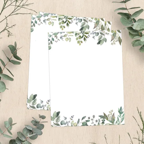 Miniatura 5 de Papel de papelería con temática de hojas, papel membrete verde de 8.5 x 11 pulgadas, 50 hojas, papel de escritura elegante, bonito papel Juego de 50