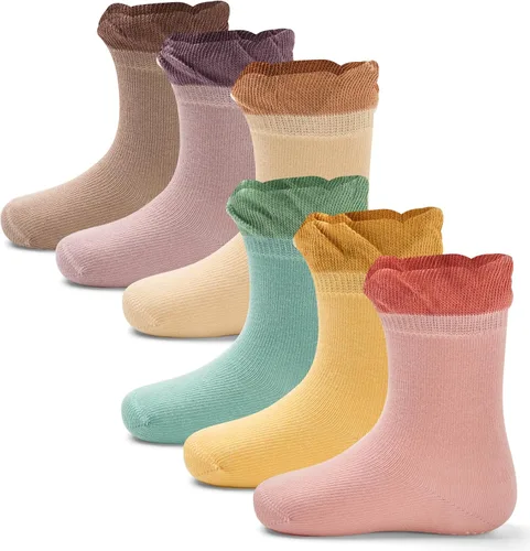Miniatura 12 de Calcetines de algodón para bebés y niños pequeños con empuñaduras, antideslizantes, 6
