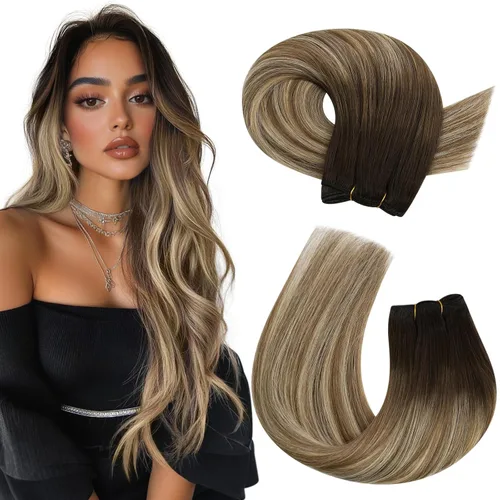 Miniatura 15 de Moresoo - Extensiones de cabello humano real cosidas, Remy, lacio, doble trama, color negro jet, 14 pulgadas, 3.53 onzas