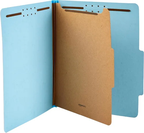 Miniatura 3 de Amazon Basics Carpeta de clasificación - 100% reciclada, 1 divisor, 2" incrustadas, 10 unidades por caja, 12.20 x 10.61 pulgadas (carta), azul claro
