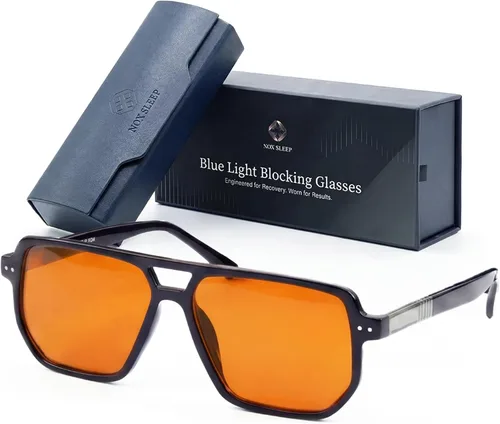 Nox Sleep Lentes de bloqueo de luz azul para hombres, antifatiga ocular, para computadora y juegos, bloquean el 95% de la luz azul, reducen los