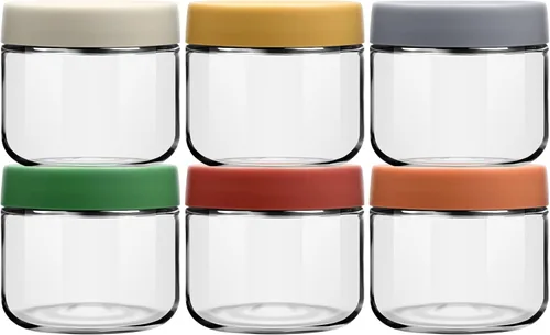 EONJOE Tarros de vidrio de 10 onzas con tapas, recipientes de control de porciones para preparación de comidas, pudín, yogur, avena durante la