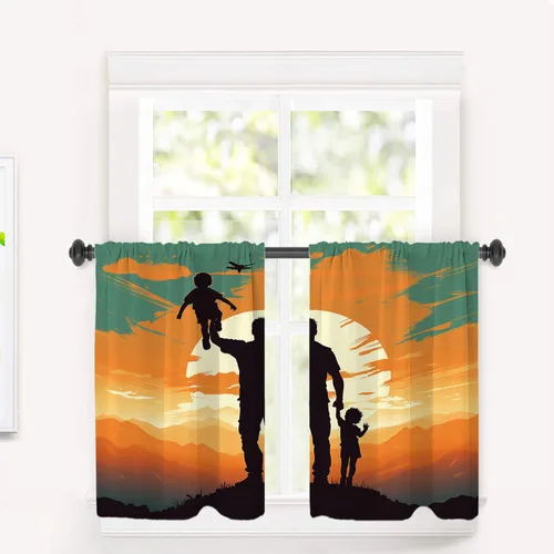 Miniatura 103 de Cortinas opacas de poliéster multicapa para cafetería, con diseño de diamantes, 2 unidades, 26 x 24 pulgadas