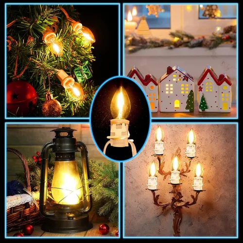 Miniatura 5 de Leelosp 1 juego de cable accesorio con 3 bombillas LED, luces de aldea de Navidad C7, luces de cable de aldea de 6.5 pies con enchufes