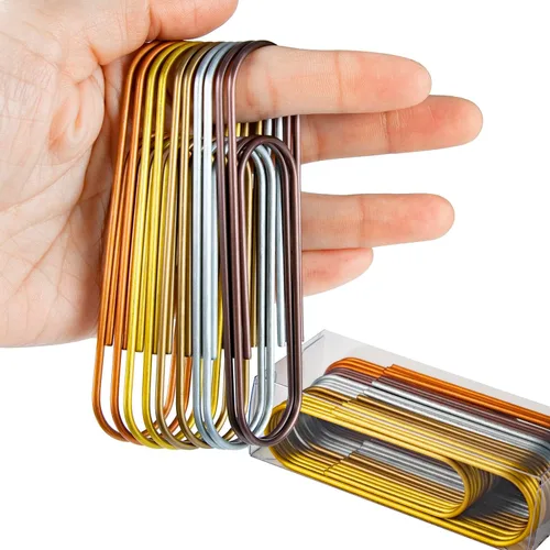Miniatura 11 de Clips de papel de 4 pulgadas, 30 piezas de clips de papel jumbo de 100 mm, clips de papel multicolores gigantes de metal con revestimiento de vinilo