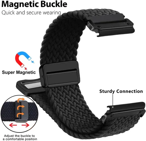 Miniatura 5 de Abanen Correa de reloj elástica de ajuste rápido de 0.866 pulgadas con hebilla magnética para Garmin Fenix 8 de 1.772 pulgadas / Fenix 7 / Fenix 6