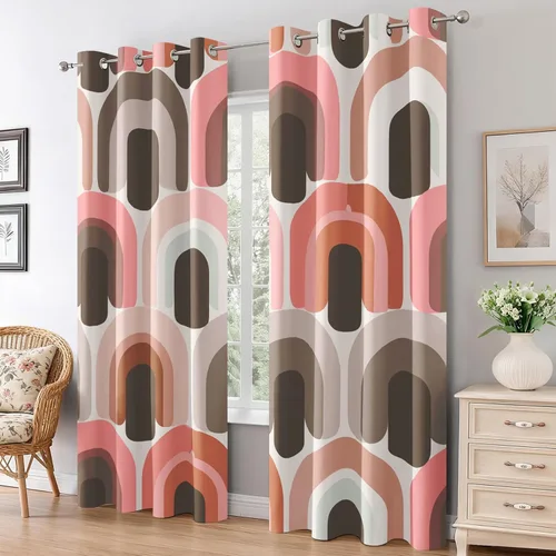 Miniatura 16 de Groovy Heart Curtains for Living Room 84 Inch Length, 60S 70S Retro Blackout Curtains Bedroom Decor, Hippie Orange Aesthetic Grommet Thermal Black