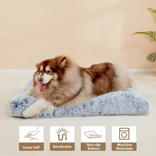 Miniatura 8 de EHEYCIGA Almohadilla mullida XXL para jaula de perro, cama de piel sintética de felpa para tamaño extra grande, calmante y antiansiedad, cama XXL