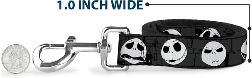 Miniatura 5 de Buckle-Down Correa para mascotas, NBC Jack Expressions/Halloween Elements gris, 4 pies de largo, 1.5 pulgadas de ancho