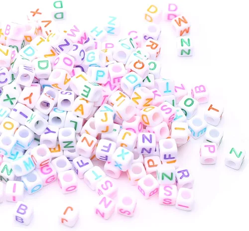 Miniatura 11 de 1000 piezas de cuentas cuadradas luminosas con letras, cuentas de cubo que brillan en la oscuridad, cuentas de letras luminosas acrílicas, cuentas