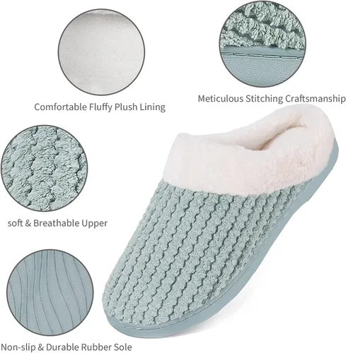 Miniatura 3 de YALOX - Pantuflas para mujer, cálidas, de espuma viscoelástica antideslizante, cómodas, de algodón para usar en el hogar, dormitorio, interiores