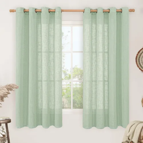 Miniatura 176 de LAMIT Cortinas de lino sintético para dormitorio, paneles filtrantes de luz, cortinas de lino con protección de privacidad con ojales para ventanas