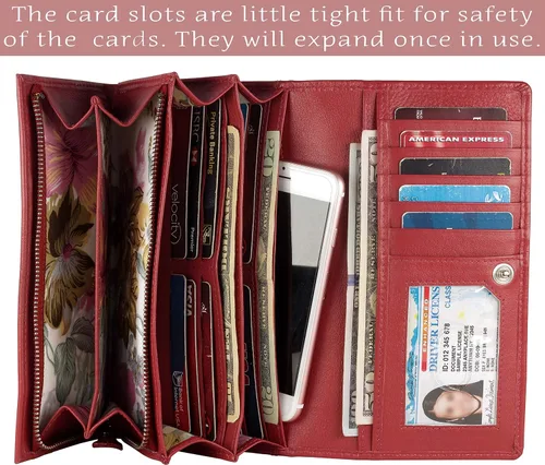 Miniatura 3 de Mou Meraki - Billetera o bolsa de mano de cuero genuino, con bloqueo de seguridad RFID, con escudo contra el robo de identidad, para mujeres
