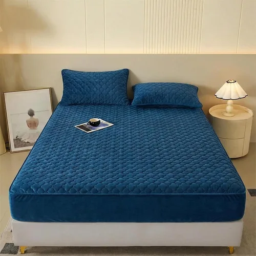 Pangzi Sábana bajera de felpa de franela sólida, aterciopelada, suave, de peso pesado, antideslizante, funda protectora para colchón de cama (Twin,