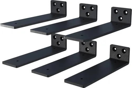 Miniatura 11 de NEODROP Paquete de 4 soportes de estante flotante de 6 pulgadas, soportes de estante ocultos de alta resistencia para estante pequeño, estante