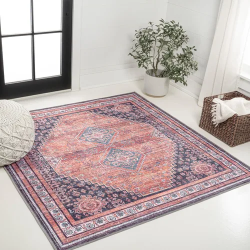 Miniatura 16 de JONATHAN Y Alfombra lavable a máquina, color terracota/azul marino, 2 x 8 pies, medallones geométricos Dalyan para sala de estar, dormitorio