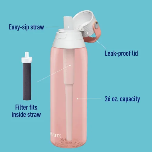 Miniatura 4 de Brita Botella de agua filtrada aislada con popote (26 onzas) y reemplazos de filtro de agua