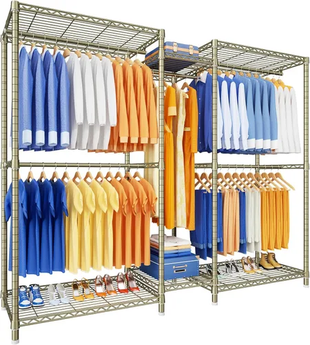 Miniatura 9 de Ulif E12 - Perchero independiente resistente con estantes, sistema de almacenamiento de ropa de metal para colgar ropa, 57.1 pulgadas de ancho x 16