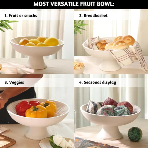 Miniatura 7 de Folkulture Frutero de madera para encimera de cocina Cesta grande de frutas de plátano ecológica de 12 pulgadas para cocina Tazón de madera