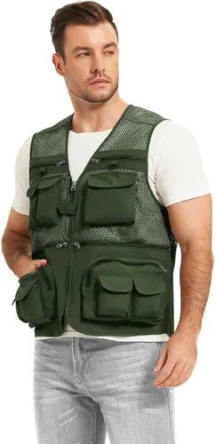 Miniatura 7 de Chaleco Flygo para hombre, para pesca, trabajo, safari, viaje de reportajes o para actividades al aire libre en verano, con bolsillos