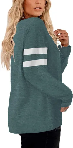 Miniatura 3 de DOLNINE Camisetas de talla grande para mujer, de manga larga, cuello en V, estilo casual, a rayas, túnica