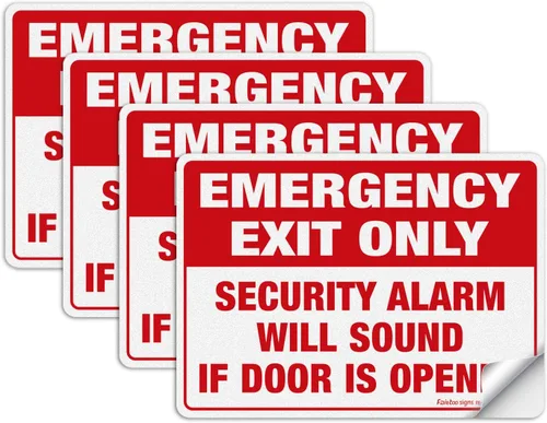 Miniatura 10 de Solo salida de emergencia: alarma de seguridad sonará si la puerta está abierta, paquete de 4, 10 x 7 pulgadas, aluminio libre de óxido, protección