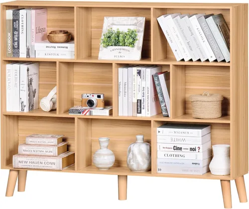 Miniatura 71 de LEYAOYAO Estantería de 5 cubos de 3 niveles con patas, estante negro menta para libros para niños, bonito organizador de almacenamiento, estantes