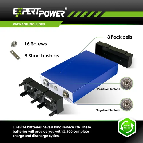 Miniatura 6 de ExpertPower Paquete de 8 pilas prismáticas de litio LiFePO4 de 3.2 V 100 Ah UL 1973 A grado 2500-7000 ciclos de vida y vida útil de 10 años