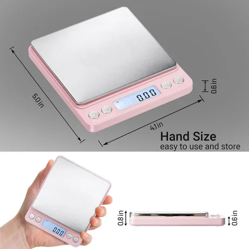 Miniatura 3 de Fuzion báscula digital de 0.01 gramos de precisión, básculas de alimentos mini de 500g para joyería pequeña, oro, hierba, especias - peso en gramos