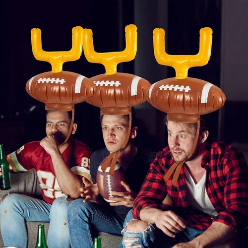 Miniatura 4 de Civaner Juego de 2 anillos inflables para poste de fútbol, incluye 2 piezas de sombrero, 6 anillos de lanzamiento para fiesta de pelota (fútbol)