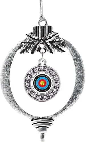 Miniatura 120 de Inspired Silver - Bonita bandera estadounidense - Adorno de Navidad plateado - Adorno de árbol de Navidad con dije circular con circonita cúbica