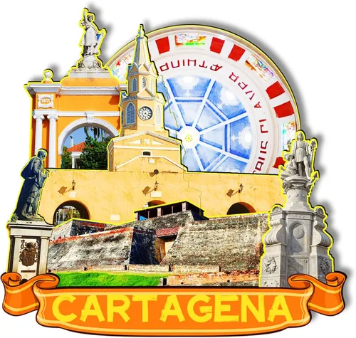 Cartagena Colombia - Imán de madera 3D para nevera, recuerdos coleccionables, decoración hecha a mano, 2