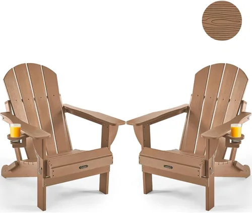 Miniatura 26 de Ciokea Silla Adirondack plegable con textura de madera, silla Adirondack para patio, resistente a la intemperie, silla de plástico para hoguera