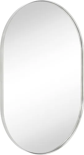 Miniatura 2 de TEHOME Espejo Ovalado de Níquel Cepillado 20x30'' Espejo de Tocador de Baño Plateado Cepillado en Forma de Cápsula/Píldora 30 x 20 pulgadas Espejo