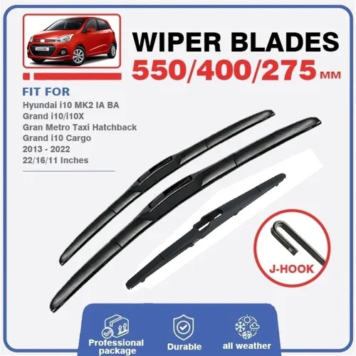Miniatura 2 de Limpiaparabrisas de automóvil compatible con Hyundai i10 MK2 IA BA 2013-2022 Grand parabrisas parabrisas ventana cortador para brazos de gancho en U