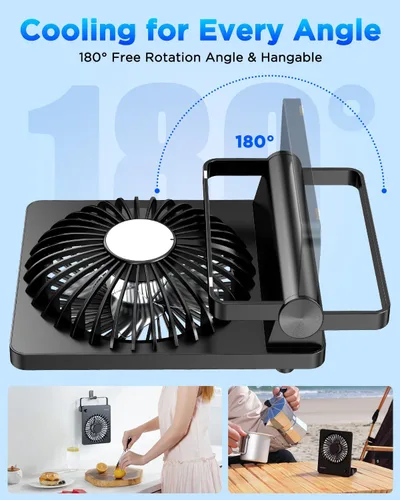 Miniatura 6 de EasyAcc Ventilador de escritorio con batería recargable, ventilador de viaje personal portátil de 6000 mAh, tiempo de funcionamiento máximo de 26