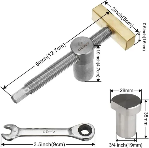 Miniatura 3 de DDWT - Paquete de 2 abrazaderas de banco para perro con 4 unidades de banco para carpintería de 3/4 pulgadas, ajustable, acero inoxidable y latón