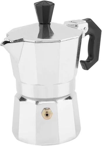 Agatige Cafetera Moka de 1 taza de 1.7 fl oz, cafetera de aluminio para estufa, cafetera de café percolador para el hogar, camping, oficina, café