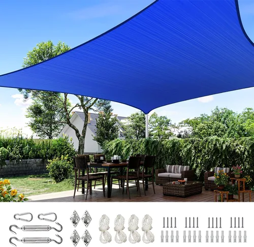 Miniatura 16 de Toldo Quictent de polietileno de alta densidad, 6.53 oz/m², rectangular, para exteriores, 98 % protección UV, kit de herramientas, sombra para patio